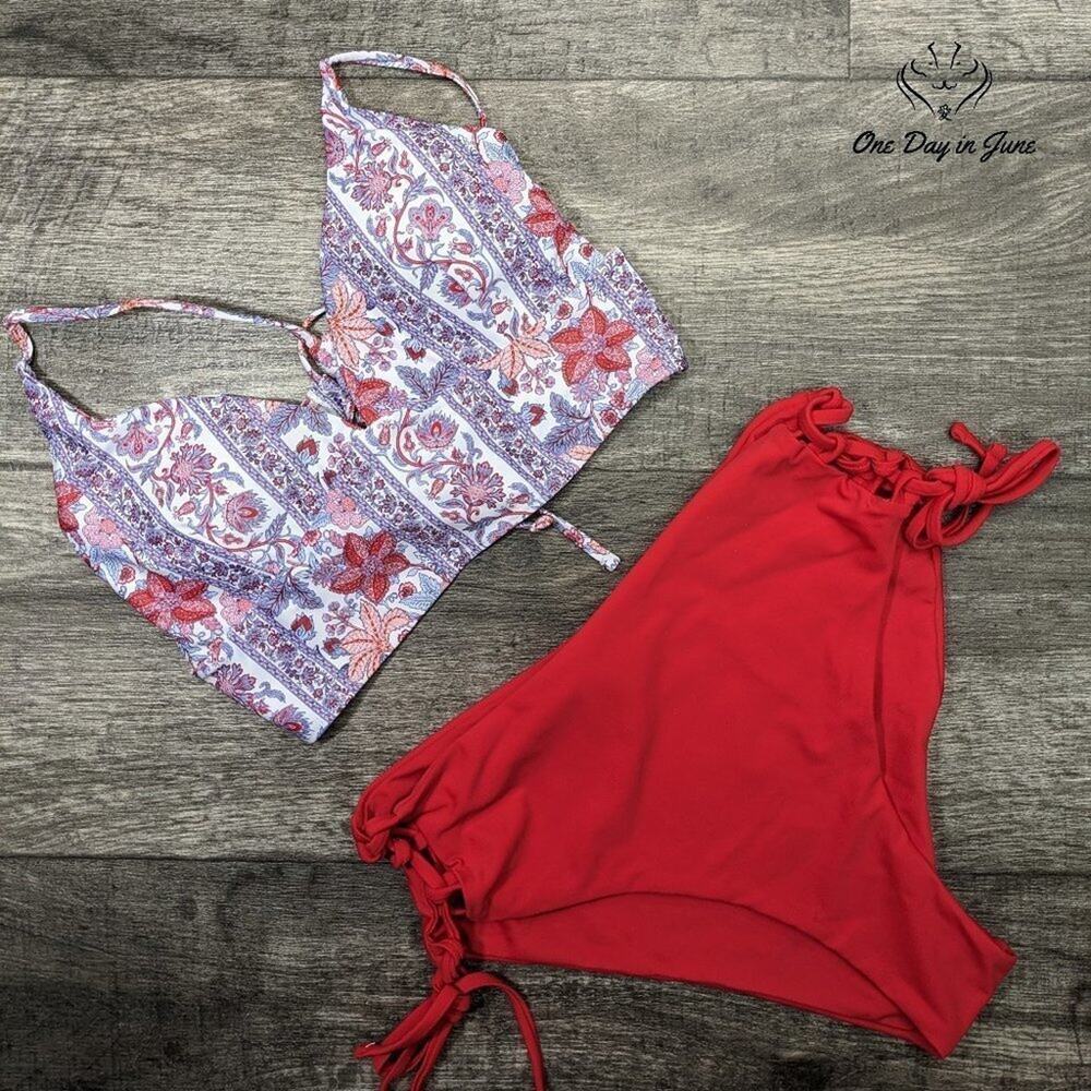Charmleaks Lace Up Side Tie Back Bikini Swimsuit Size M